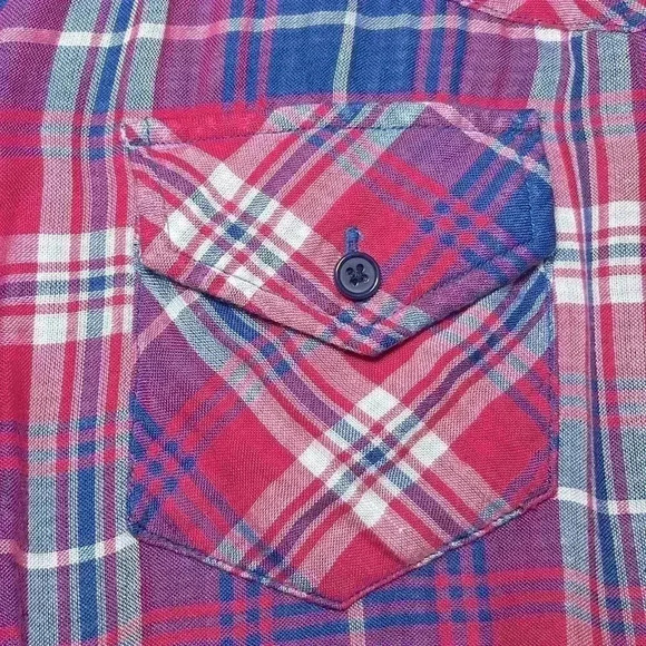 Rails Kendra Plaid Button Down Shirt Blue Red White XS - Picture 6 of 9